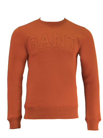 Gant Men's Gant Embossed C-Neck Sweat, Medium, Pumpkin Orange