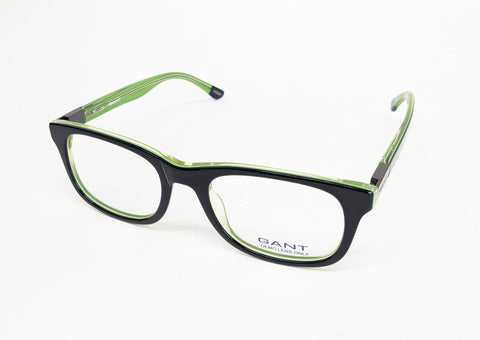 GANT Men's G105 Rectangular Eyeglass Frames 52-20-145 -Black/ Green NEW