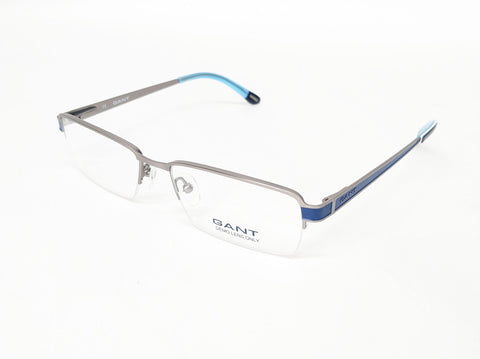 GANT Men's Half Rim G3010 Eyeglass Frames 54-17-145  -Satin Silver/ Blue NEW