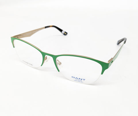 GANT Women's Half Rim GW4018 Eyeglass Frames 52-18-135 -Satin Green Gold NEW