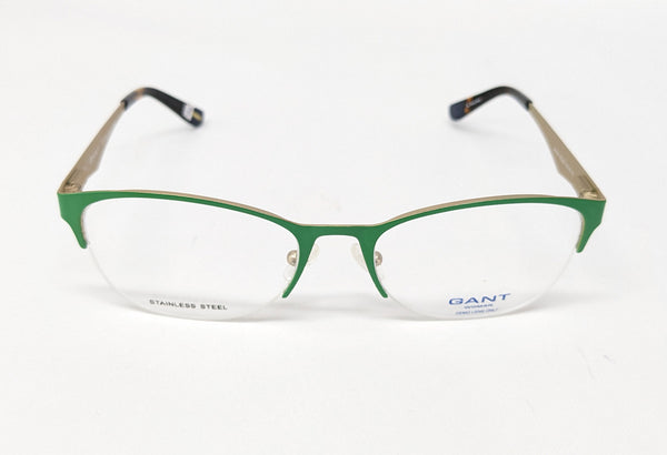 GANT Women's Half Rim GW4018 Eyeglass Frames 52-18-135 -Satin Green Gold NEW