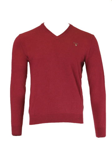 GANT Men's Grape Red Geelong Lambswool V-Neck Sweater 88502 Size M $180 NWT