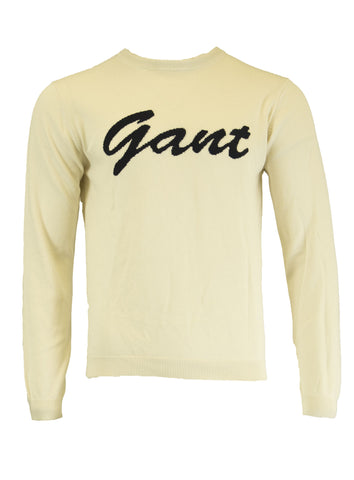 Gant Men's L. Cotton Gant Crew, Medium, Ivory