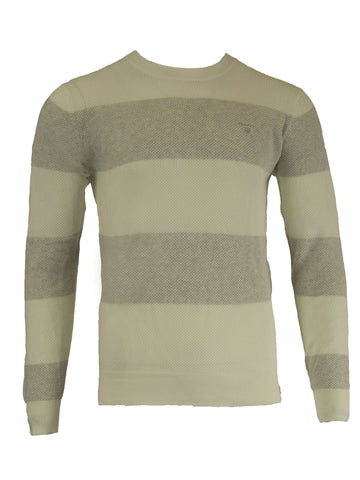 GANT Men's Cream O Stripe Texture Crew Sweater 85250 Size Medium $155 NWT