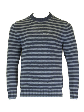 GANT Men's Denim Blue Melange O1 Denim Cable Crew Sweater 87019 $155 NWT