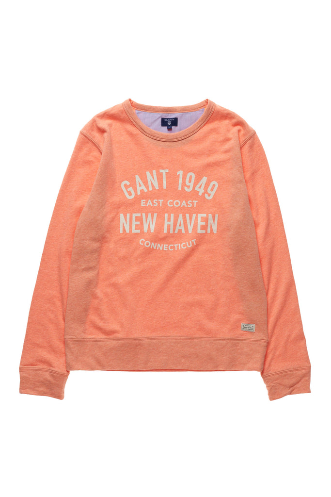Gant Men's O2 Gant New Haven C-Neck Sweatshirt, Medium, Shell Pink