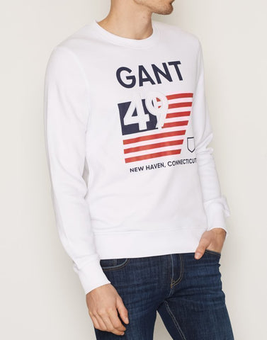 GANT Men's White American Flag Sweatshirt 276137 Size M $160 NWT