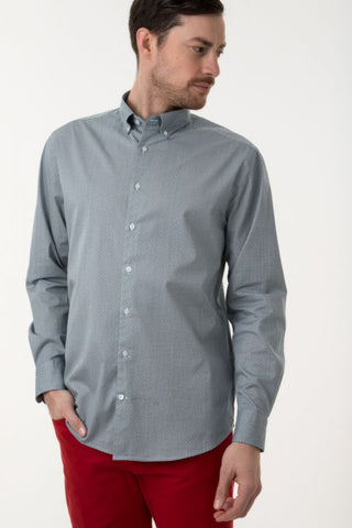 GANT Men's Stone Grey Nordic Geo Print Button Down Shirt 3003330 Size M NWT
