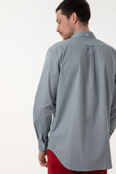 GANT Men's Stone Grey Nordic Geo Print Button Down Shirt 3003330 Size M NWT