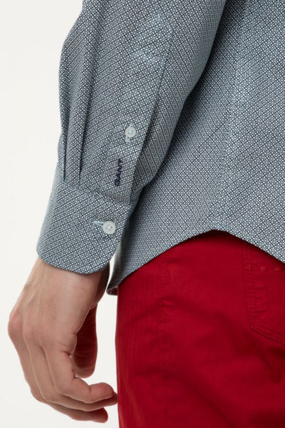 GANT Men's Stone Grey Nordic Geo Print Button Down Shirt 3003330 Size M NWT