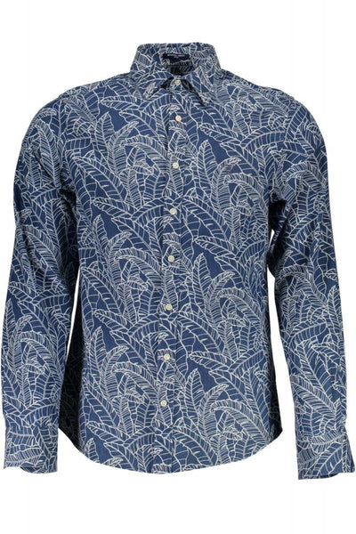 GANT Men's Indigo Leaf Print Fitted Shirt 331945 Size Medium NWT