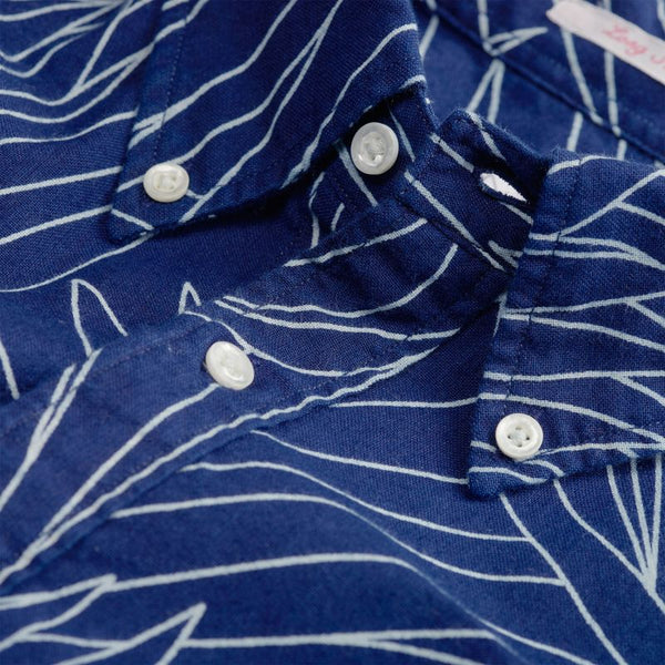 GANT RUGGER Men's Indigo Oxford Palm Long Shirt 341750 Size M $135 NWT