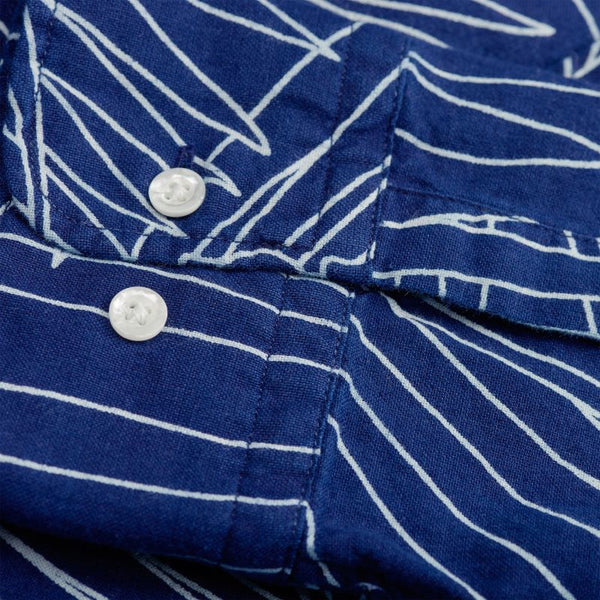 GANT RUGGER Men's Indigo Oxford Palm Long Shirt 341750 Size M $135 NWT