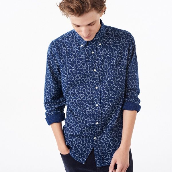 GANT RUGGER Men's Printed Indigo Oxford Shirt 342390 Size M $145 NWT