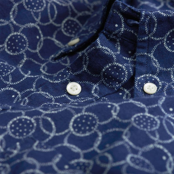GANT RUGGER Men's Printed Indigo Oxford Shirt 342390 Size M $145 NWT