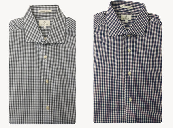 GANT DIAMOND G Men's Guard Check Stripe Fitted Spread Collar 384112 Size 39 NWT