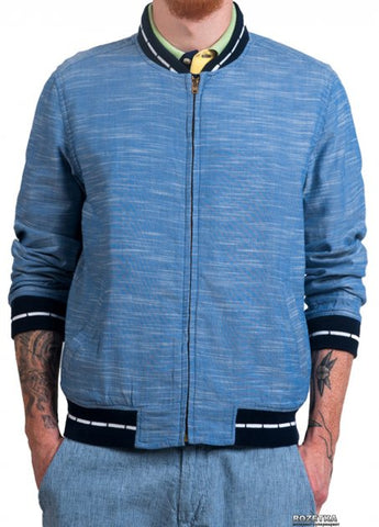 GANT RUGGER Men's Glacier Blue Chambray Varsity Jacket Size Medium $275 NWT