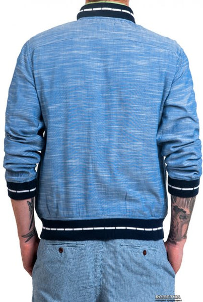 GANT RUGGER Men's Glacier Blue Chambray Varsity Jacket Size Medium $275 NWT