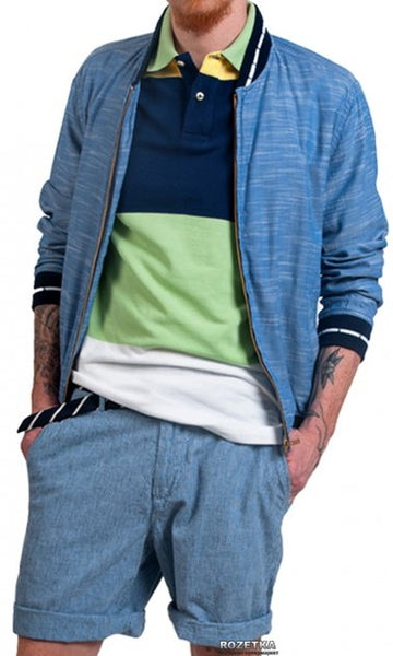 GANT RUGGER Men's Glacier Blue Chambray Varsity Jacket Size Medium $275 NWT