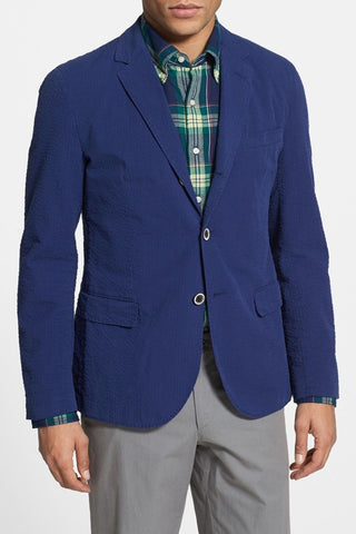 GANT P.N. Men's Military Blue Weekender Fit Seersucker Blazer Size 52 NWT