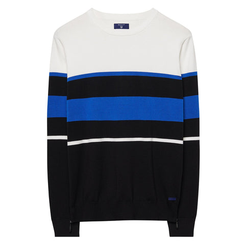 GANT Men's Black Active Stripe Crew Sweater 81214 Size M $145 NWT
