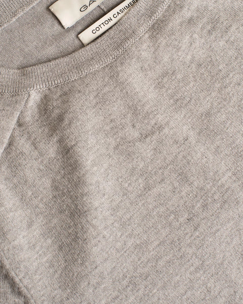 Gant Men's Cotton Cashmere Crew Sweater, Medium, Light Grey Melange