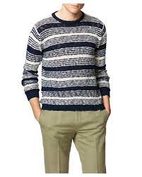 GANT RUGGER Men's Blue Stripe The Slubber Sweater 84049 Size M NWT