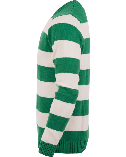 Gant Men's Barstriped Cotton Crew, Medium, Green Melange