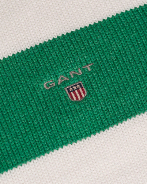 Gant Men's Barstriped Cotton Crew, Medium, Green Melange