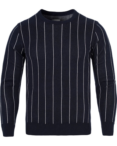 Gant Rugger Men's Pinstripe Jacquard Sweater (84187), Harbor Navy, Medium