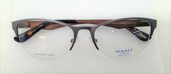 GANT Women's Half Rim GW4018 Eyeglass Frames 52-18-135 -Satin Navy Brown NEW