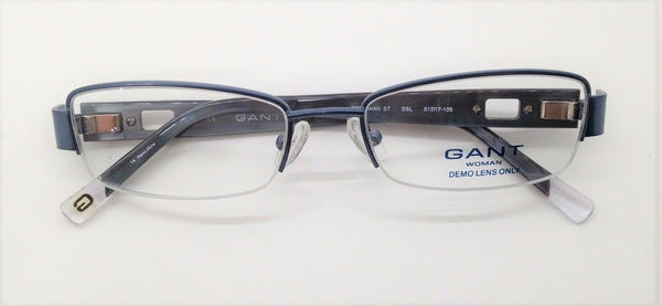 GANT Women's Semi-Rimless Swan St Eyeglass Frames 51-17-135 -Satin Blue NEW