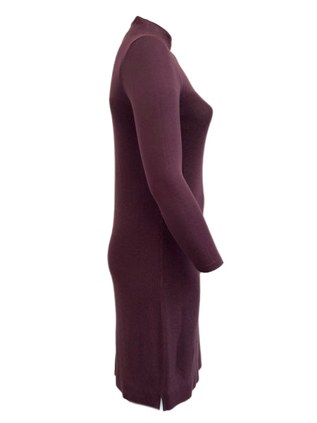 Marina Rinaldi Women's Burgundy Gara Knitted Sweater Dress Size S NWT