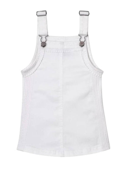 DL1961 Girl's Boardwork Penelope Lace-Trim Denim Overall Dress NWT