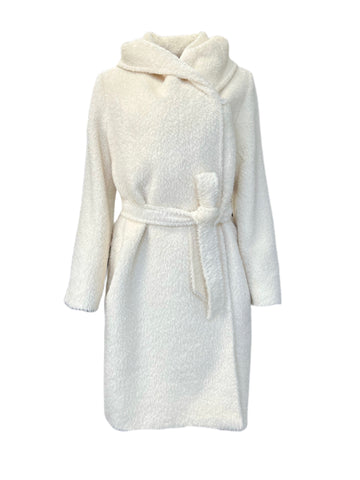 Max Mara Women's White Gessy Notch Collar Belted Coat Size 8 NWT