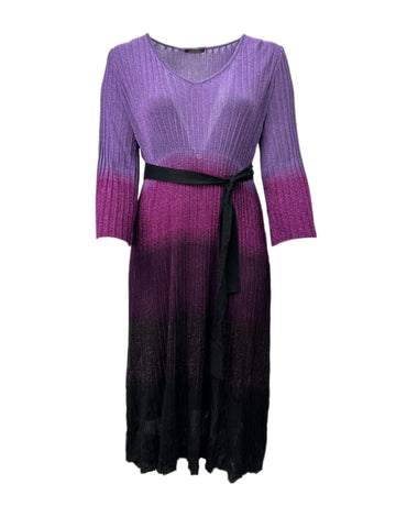 Marina Rinaldi Women's Purple Ginestra Stried Belted Knitted Dress Size XL NWT