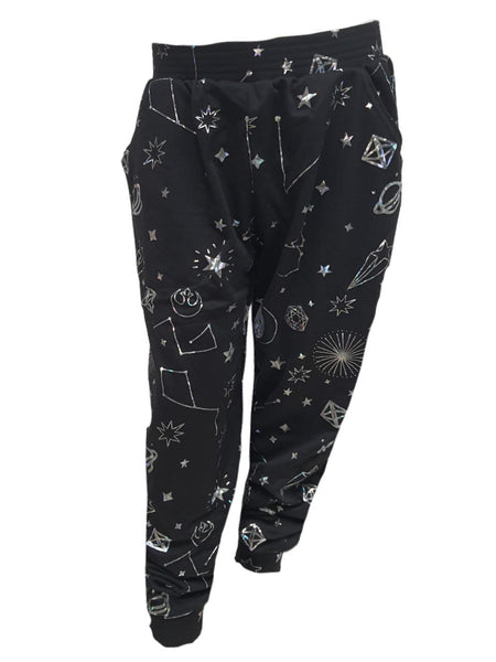TEREZ Girl's Black Hologram Galaxy Foil Pants #12698351 14 Years NWT