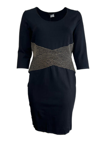 Marina Rinaldi Women's Nero Gnanes Knitted Glitter Waist Dress NWT