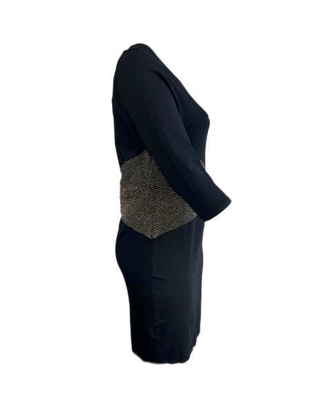 Marina Rinaldi Women's Nero Gnanes Knitted Glitter Waist Dress NWT