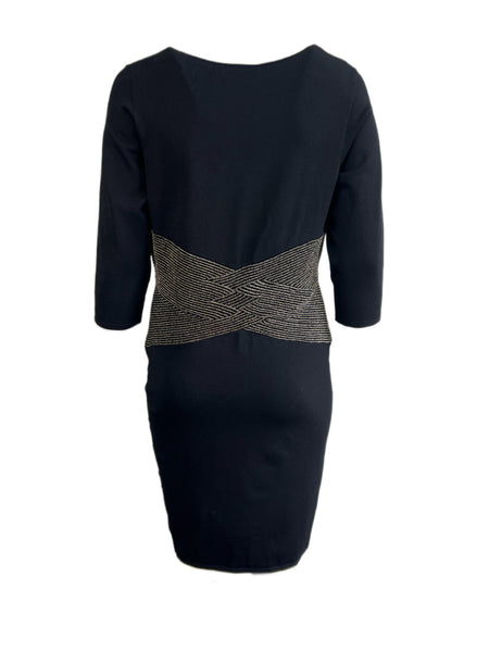 Marina Rinaldi Women's Nero Gnanes Knitted Glitter Waist Dress NWT