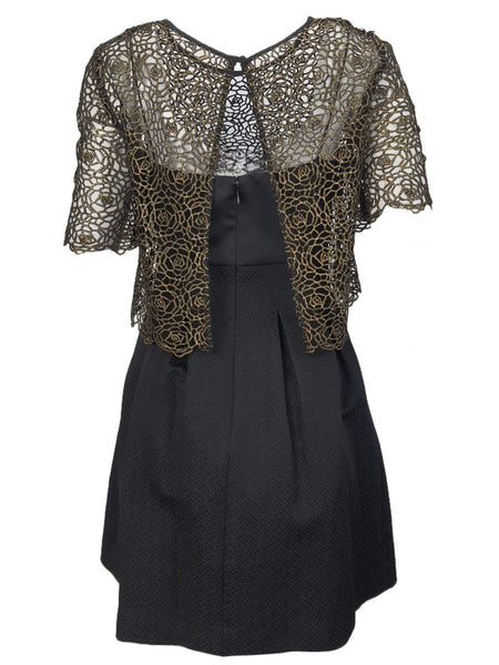 ERIN Women's Black Embroidered Upper Dress #41111964390 4 NWT