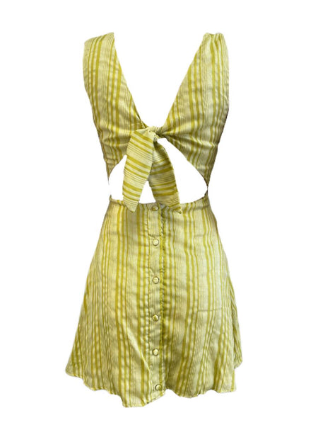LOST IN LUNAR Women's Green Back Tie Sleeveless Mini Dress Size XS NWT