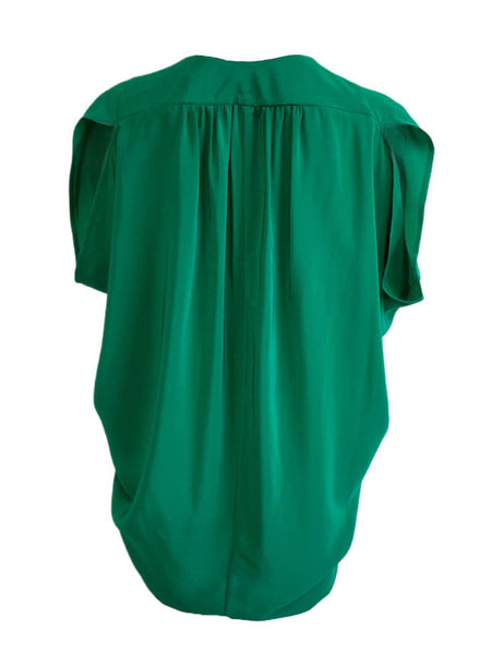 KINWOLFE Women's Green Maternity Nursary Silk Top Size S NWOT
