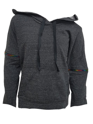 TEREZ Girl's Grey Rainbow Zipper Hoodie #509017785 NWT