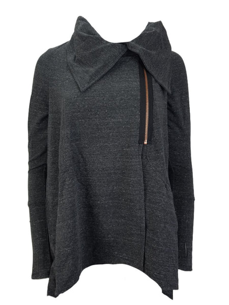 TEREZ Women's Grey Zip Front Long Sleeve Tunic #22667785 NWT
