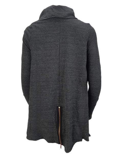 TEREZ Women's Grey Zip Front Long Sleeve Tunic #22667785 NWT