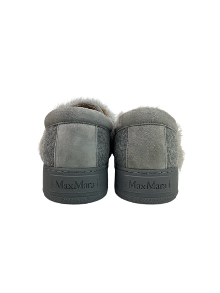 Max Mara Women's Grigio Chiaro MM91 Fur Front Sneakers NWB