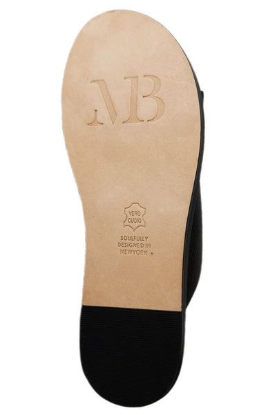 MATT BERNSON Women's Black Grain Leather Havana Slides #MB112 NWB