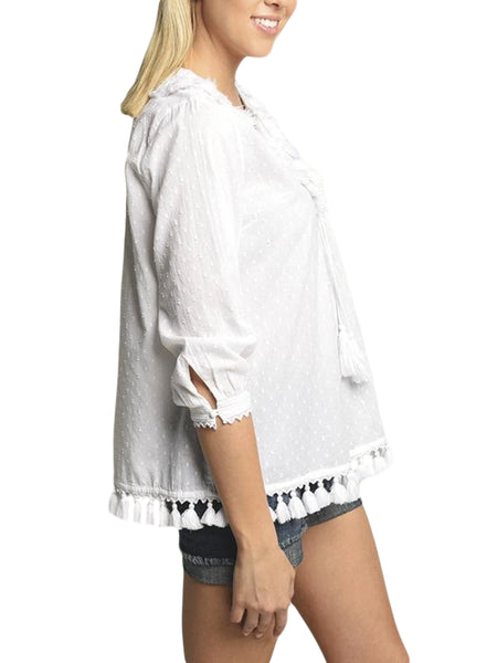 ROBERTA ROLLER RABBIT Women's White Hafsa Top $175 NEW