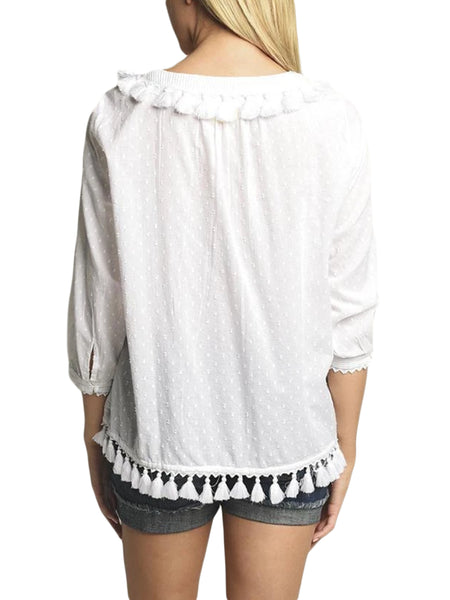 ROBERTA ROLLER RABBIT Women's White Hafsa Top $175 NEW